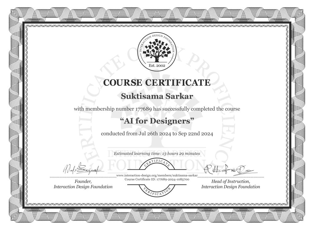 course certificate ai for designers