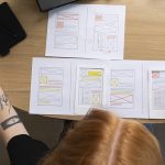 female web designer office with notebook